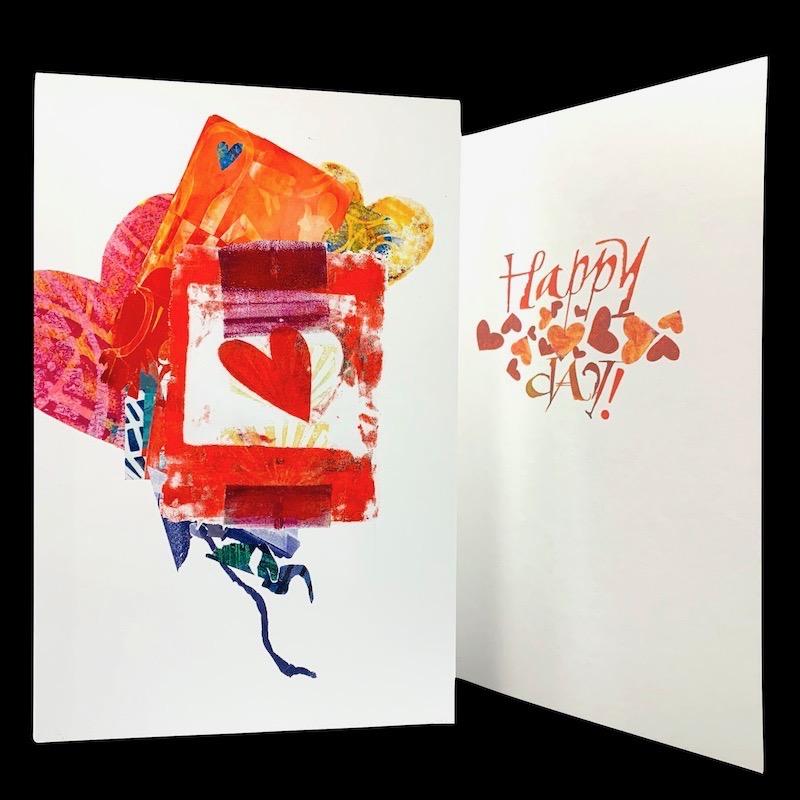 Valentine card, art Valentine card, "Happy hearts day!", 